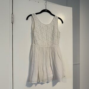 White Sleeveless Dress with Textured Design